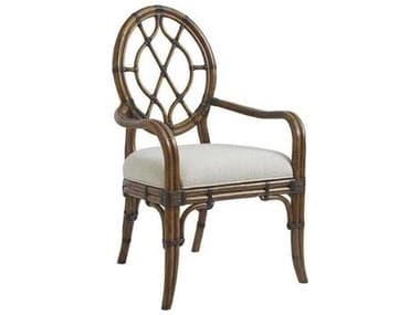 Tommy Bahama Bali Hai Rattan White Upholstered Arm Dining Chair TO593887
