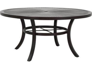 Tropitone Cast KD Aluminum Linea 64'' Round Dining Table with Umbrella Hole TP262059U28