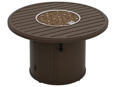 Tropitone Banchetto Aluminum 42'' Wide Round Ignitor Fire Pit Table with Timer TP402342FPT24