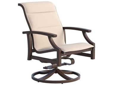 Tropitone Marconi Padded Sling Aluminum Low Back Swivel Rocker Dining Arm Chair TP452269PS