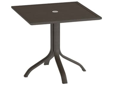 Tropitone Aluminum Slat 30'' Square KD Pedestal Dining Table with Umbrella Hole TP472374U28