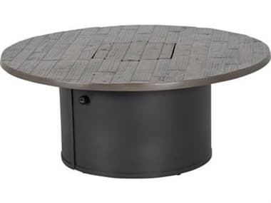 Tropitone Woodplank Aluminum 42'' Round Match Lit Fire Pit Table TP492042FPL18