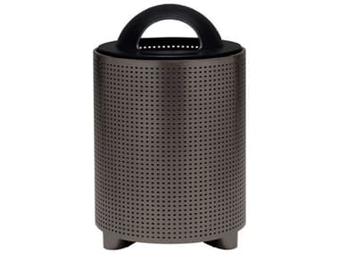 Tropitone District Aluminum Round Waste Receptacle with Dome Hood and Ash Urn Square Pattern TP4A1699D31