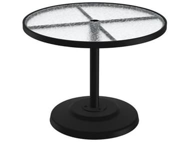 Tropitone Acrylic Cast Aluminum 36'' Round KD Pedestal Dining Table with Umbrella Hole TP701436AU