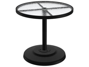 Tropitone Acrylic Cast Aluminum 30'' Round KD Pedestal Dining Table with Umbrella Hole TP701441AU