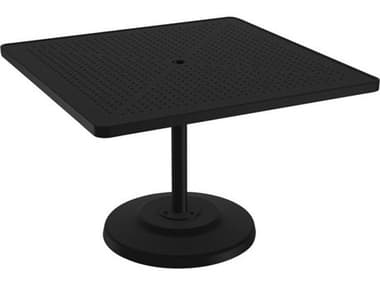 Tropitone Boulevard Aluminum 42'' Square KD Pedestal Dining Table with Umbrella Hole TP701443SBU