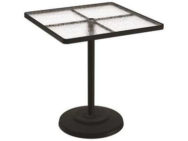 Tropitone Acrylic Cast Aluminum 36'' Wide Square KD Pedestal Bar Table with Umbrella Hole TP701476AU40