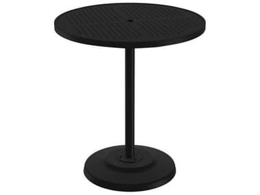 Tropitone Boulevard Aluminum 36'' Wide Round KD Pedestal Bar Table with Umbrella Hole TP701497SBU