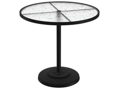 Tropitone Acrylic Cast Aluminum 42'' Round KD Pedestal Bar Table with Umbrella Hole TP701498AU