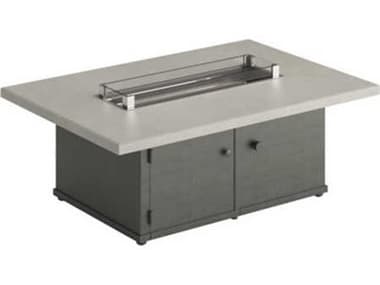 Tropitone Matrix Aluminum 50''W x 34''D Rectangular Fire Pit Table - Match Lit TPTX1953FPL18