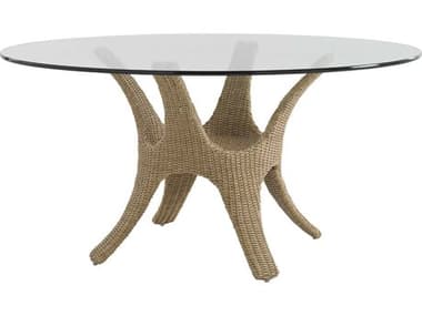 Tommy Bahama Outdoor Aviano Wicker 60''Wide Round Glass Top Dining Table TR3220870C