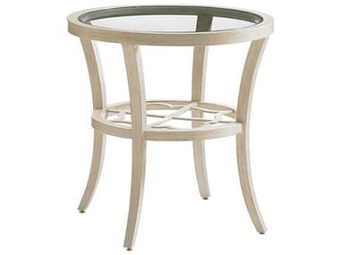 Tommy Bahama Outdoor Misty Garden Cast Aluminum 24'' Round End Table with Inset Glass Top TR3239950