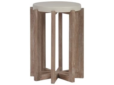 Tommy Bahama Outdoor Stillwater Cove Teak 14''Wide Round Limestone Resin Top End Table TR3450952