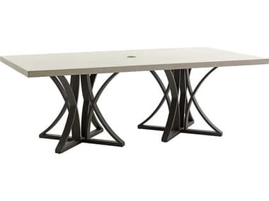 Tommy Bahama Outdoor Cypress Point Ocean Terrace Aluminum 84''W x 44''D Rectangular Weatherstone Top Dining Table with Umbrella Hole TR3900876C