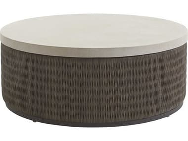Tommy Bahama Outdoor Cypress Point Ocean Terrace Wicker 42.5 Round Cocktail Table with Weatherstone Top TR3900943
