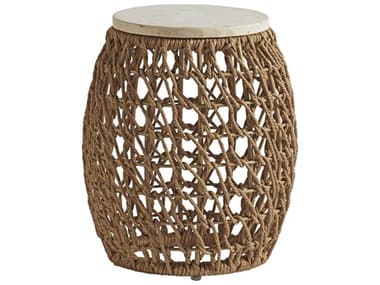 Tommy Bahama Outdoor Los Altos Valley View Wicker 12'' Wide Round Stone Top Accent Table TR3930954C