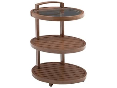 Tommy Bahama Outdoor Harbor Isle Aluminum 23''W x 18''D Tiered Glass Top End Table TR3935958