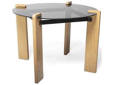 Tronk Design Davis 42" Round Glass White Oak Dining Table TROA9731