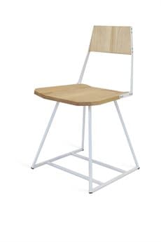 Tronk Design Clarke Collection Maple Wood Beige Side Dining Chair TROCKSTCHRMPLWH