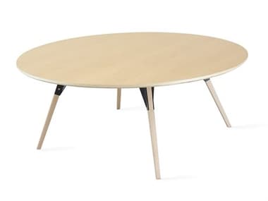 Tronk Design Clarke Collection 46" Round Wood Black Coffee Table TROCLKCOFMPLLGCIRBL
