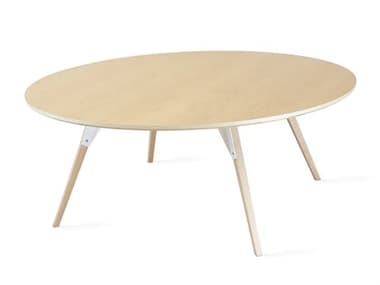 Tronk Design Clarke Collection 46" Round Wood White Coffee Table TROCLKCOFMPLLGCIRWH