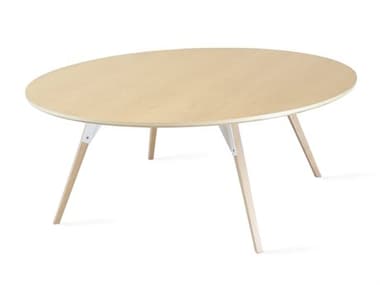 Tronk Design Clarke Collection 54" Oval Wood White Coffee Table TROCLKCOFMPLLGOVLWH
