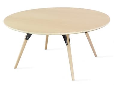 Tronk Design Clarke Collection 40" Round Wood Black Coffee Table TROCLKCOFMPLSMCIRBL
