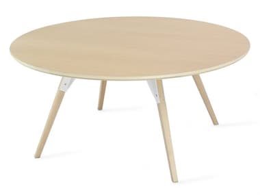 Tronk Design Clarke Collection 40" Round Wood White Coffee Table TROCLKCOFMPLSMCIRWH