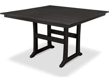 Trex® Outdoor Furniture™ Farmhouse Trestle 59'' Square Counter Table with Umbrella Hole TRXTXPLR85T1L1