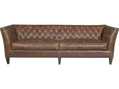 Universal Furniture Duncan 98" Tufted Sheridan Chestnut Espresso Brown Leather Upholstered Sofa UF682511706