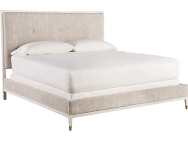 Universal Furniture Miranda Kerr White Lacquer Bubbly Champagne Beige Upholstered Queen Platform Bed UF956210B