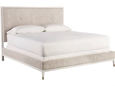 Universal Furniture Miranda Kerr Theodora White Lacquer Bubbly Champagne Beige Upholstered King Platform Bed UF956220B