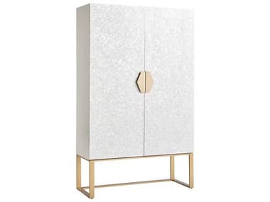 Universal Furniture Miranda Kerr Mother Of Pearl / White Lacquer Soft Gold Metal Bar Cabinet UF956690