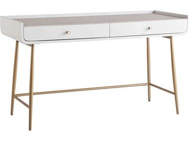Universal Furniture Miranda Kerr Allure 54" White Lacquer Soft Gold Solid Wood Secretary Desk UF956813