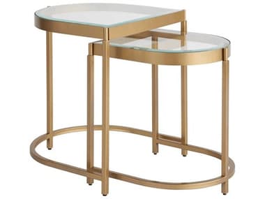 Universal Furniture Miranda Kerr 21" Tempered Glass Soft Gold Metal End Table UF956C802