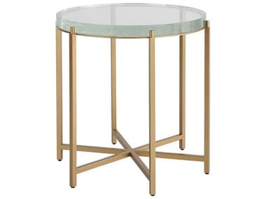 Universal Furniture Miranda Kerr 26" Round Bubble Glass Soft Gold End Table UF956C805