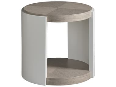 Universal Furniture Modern 24" Round Wood Pumice Glacier End Table UF964815