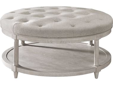 Universal Furniture Past Forward 42" Fredrickson Nickel Dover White Gray Fabric Upholstered Ottoman UFU178830