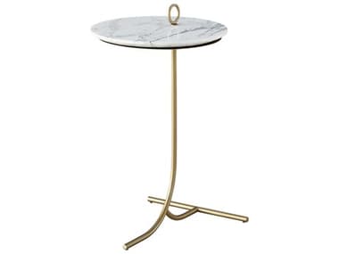 Universal Furniture Tranquility 14" Round Carrara Stone Soft Gold End Table UFU195812B
