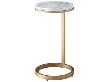 Universal Furniture Tranquility 12" Round White Carrara Marble Soft Gold End Table UFU195819