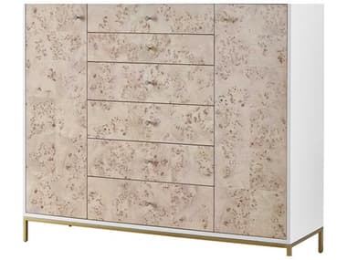 Universal Furniture Tranquility 56" Wide 6-Drawers Mappa Burl White Accent Chest UFU195A175