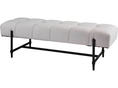 Universal Furniture Coalesce 54" Canberra Ivory Soft Matte Black White Fabric Upholstered Accent Bench UFU301380