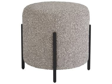Universal Furniture Coalesce 20" Lavani Frost Soft Matte Black Gray Fabric Upholstered Pouf UFU301382