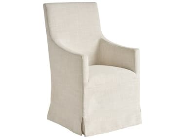 Universal Furniture Coalesce Manning Slip Cover Solid Wood White Fabric Upholstered Arm Dining Chair UFU301637