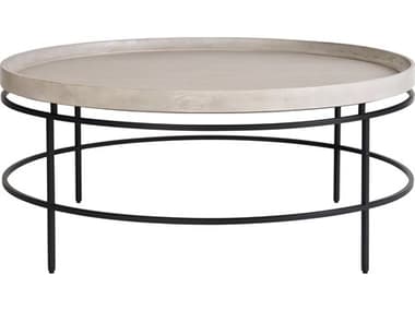 Universal Furniture Coalesce Tray Top 42" Round Wood Rolling Fog Cocktail Table UFU301818