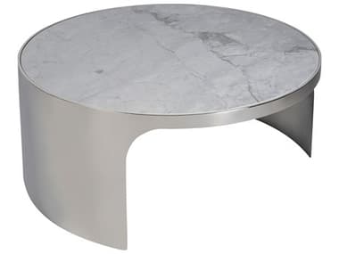 Universal Furniture Modern Grey Carrea top/ Polished Nickel base Revolve Large Nesting Table UFU365809L