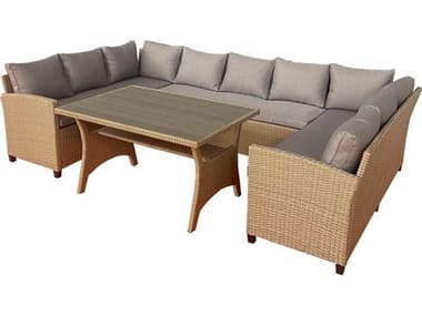 Unique Outdoor Furniture Ventura Natural Nine-Seat Lounge Sofa Set UNOVN9