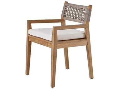 Coastal Living Outdoor Chesapeake Beige Wicker / Natural Teak Cushion Dining Chair UOFU012635