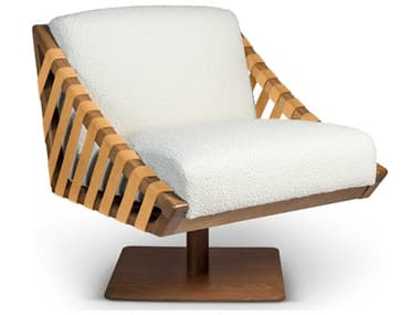 Urbia Modern Brazilian Girona Swivel 28" Cream Fabric Accent Chair URBBMJ7160702