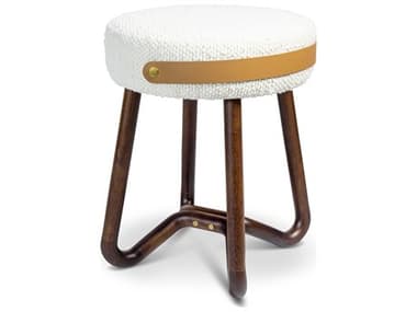 Urbia Modern Brazilian 14" Ivory Neutral Brown Caramel Fabric Upholstered Accent Stool URBBMJ7186804